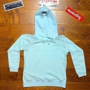 baby blue mesh hoodie oversized unisex fit XS rebecca taylor luxury designer 🧊